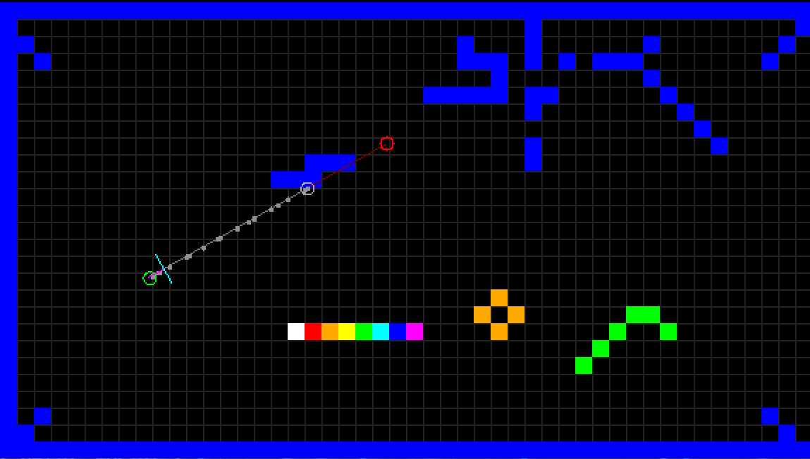 A screenshot of the DDA algorithm implemented and working.